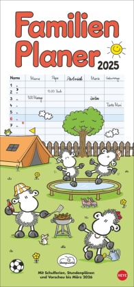sheepworld Familienplaner 2025: Familienkalender mit 5 Spalten. Liebevoll illustrierter Familien-Wandkalender mit Schulferien und Stundenplänen.