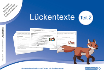 Lückentexte Teil 2 - für die 2. und 3. Klasse: 15 wiederbeschreibbare Karten in DIN A4 in der Box mit Stift und Etikett gratis