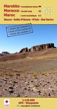 N11: Skoura - Kelâa M'Gouna - N'Kob - Jbel Sarhro + Straße der Kasbahs II 1:120.000 + GPS-Waypoints: Touristische Landkarten Marokko. Mehrsprachige Ausgabe. 1:120000