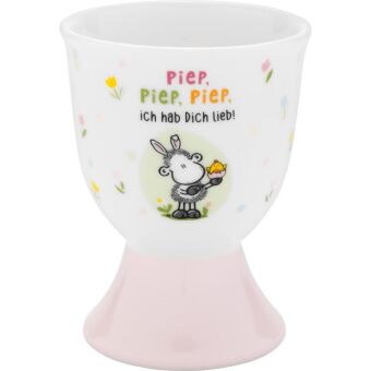 Eierbecher Motiv "Piep. Piep. Piep.": 1 Eierbecher. Material: New Bone China Porcelain, Papier.