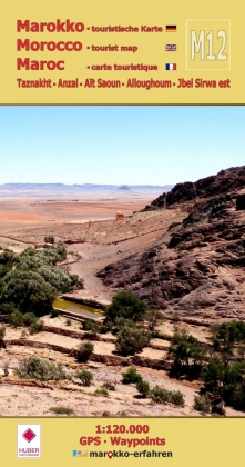 M12: Taznakht - Anzal - Aït Saoun - Alloughoum - Jbel Sirwa est: Marokko Touristische Karte. 1:120000