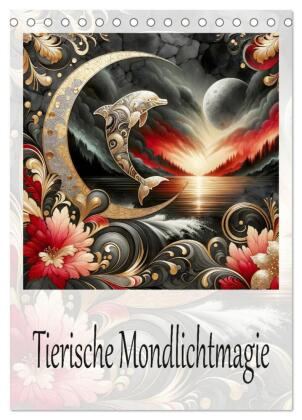 Tierische Mondlichtmagie (Tischkalender 2026 DIN A5 hoch), CALVENDO Monatskalender: Jahresreise mit Tieren im Zeichen des Mondes.