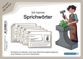 Ich kenne Sprichwörter: 20 stabile Grundkarten mit je einer Sprichwortergänzungskarte, einer Bildkarte und einem Satzstreifen in der Box