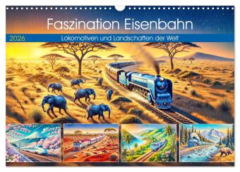 Faszination Eisenbahn - Lokomotiven und Landschaften der Welt (Wandkalender 2026 DIN A3 quer), CALVENDO Monatskalender: Eisenbahnromantik durch Länder und Kulturen