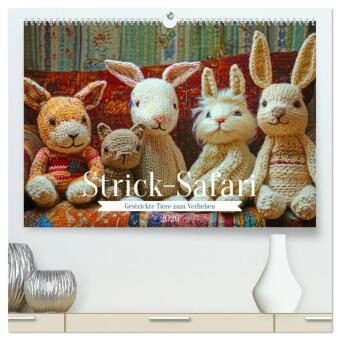 Strick-Safari - Gestrickte Tiere zum Verlieben (hochwertiger Premium Wandkalender 2026 DIN A2 quer), Kunstdruck in Hochg: Begib dich auf eine "Strick-Safari" und entdecke eine zauberhafte Welt handgestrickter Tiere!