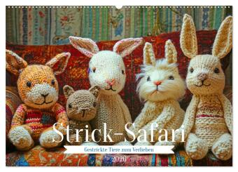 Strick-Safari - Gestrickte Tiere zum Verlieben (Wandkalender 2026 DIN A2 quer), CALVENDO Monatskalender: Begib dich auf eine "Strick-Safari" und entdecke eine zauberhafte Welt handgestrickter Tiere!
