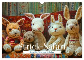Strick-Safari - Gestrickte Tiere zum Verlieben (Wandkalender 2026 DIN A3 quer), CALVENDO Monatskalender: Begib dich auf eine "Strick-Safari" und entdecke eine zauberhafte Welt handgestrickter Tiere!