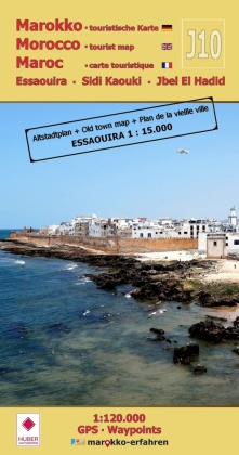 J10: Essaouira - Sidi Kaouki - Jbel El Hadid + Altstadtplan Essaouira: Marokko Touristische Karte. 1:120000