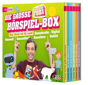Die große Checker-Tobi-Hörspiel-Box, 6 Audio-CD: Der große Gefühle-Check - Der große Digital-Check - Der große Gesundheits-Check - Der große Umwelt-Check - Der große Haustier-Check - Der große Demokratie-Check. 335 Min.. CD Standard Audio Format.Hörspi