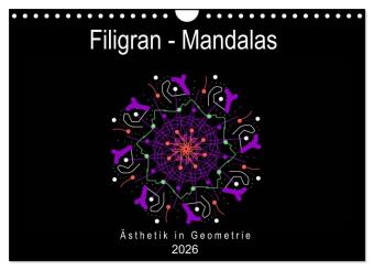 Filigran - Mandalas (Wandkalender 2026 DIN A4 quer), CALVENDO Monatskalender: Zarte Erleuchtung