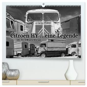 Citroën HY eine Legende in Schwarzweiß (hochwertiger Premium Wandkalender 2026 DIN A2 quer), Kunstdruck in Hochglanz: Bestaunt wie eh und je