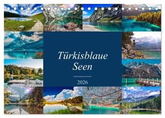 Türkisblaue Seen (Tischkalender 2026 DIN A5 quer), CALVENDO Monatskalender: Die Landschaft in Deutschland, Österreich und Italien hat einiges zu bieten. Wunderschöne Bergpanoramen oder Seen mit kristallklarem Wasser gibt es hier zu entdecken.