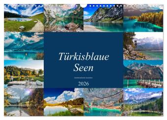 Türkisblaue Seen (Wandkalender 2026 DIN A3 quer), CALVENDO Monatskalender: Die Landschaft in Deutschland, Österreich und Italien hat einiges zu bieten. Wunderschöne Bergpanoramen oder Seen mit kristallklarem Wasser gibt es hier zu entdecken.