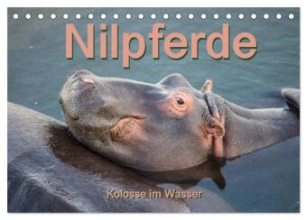 Nilpferde, Kolosse im Wasser (Tischkalender 2026 DIN A5 quer), CALVENDO Monatskalender: Atemberaubende Aufnahmen des afrikanischen "Hippos"