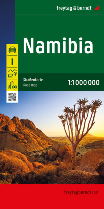 Namibia, Straßenkarte 1:1.000.000, freytag & berndt: Mit Infos, Nationalparks, Innenstadtplan Windhoek. 1:1000000