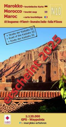 N10: Aït Bouguemez - M'Semrir - Boumalne Dadès - Kelâa M'Gouna + Straße der Kasbahs III + GPS-Waypoints: Marokko Touristische Karte. 1:120000