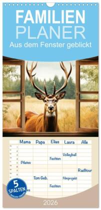 Familienplaner 2026 - Aus dem Fenster geblickt mit 5 Spalten (Wandkalender, 21 x 45 cm) CALVENDO: Kleine Fenster in eine schöne Welt!