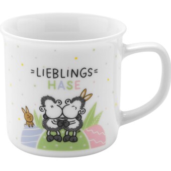 Becher Hase: Material: New Bone China Porzellan, Papier. mehrfarbig.