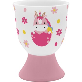 Eierbecher Einhorn: Material: Porzellan. mehrfarbig.
