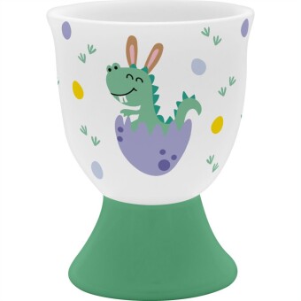 Eierbecher Dino: Material: Porzellan. mehrfarbig.