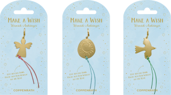 Schmuckanhänger - Make a wish: Anhänger mit Wunschband: Wegbegleiter mit Karabinerhaken aus Metall in 3 Designs als Schutzengel und Glücksbringer ,