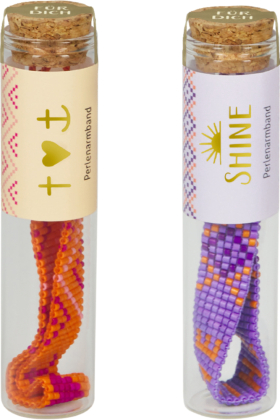 Armband - Perlenarmband im Glas: Glaube - Liebe - Hoffnung / Shine: Größenverstellbar, zwei Designs, perfekt als Geschenk für Geburtstag, Freundschaft, Konfirmation und mehr