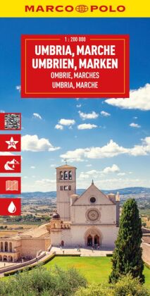 MARCO POLO Reisekarte Italien 08 Umbrien, Marken 1:200.000: Straßenkarte und Autokarte mit sehenswerten Strecken, Highlights und digitaler Erweiterung. 1:200000