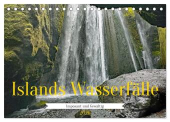 Islands Wasserfälle (Tischkalender 2026 DIN A5 quer), CALVENDO Monatskalender: Majestätische Wasserfälle in wilder Vulkanlandschaft